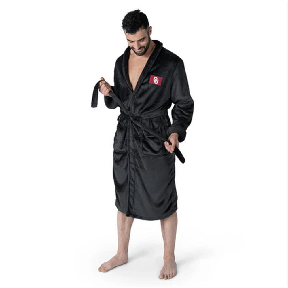 Northwest NCAA Oklahoma Sooners Silk Touch BathRobe Team Logo Black Men’s L  XL